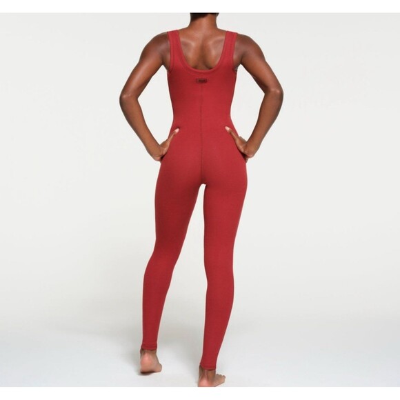 Skims Cotton Ribbed Jumpsuit Brick - Picture 3 of 8